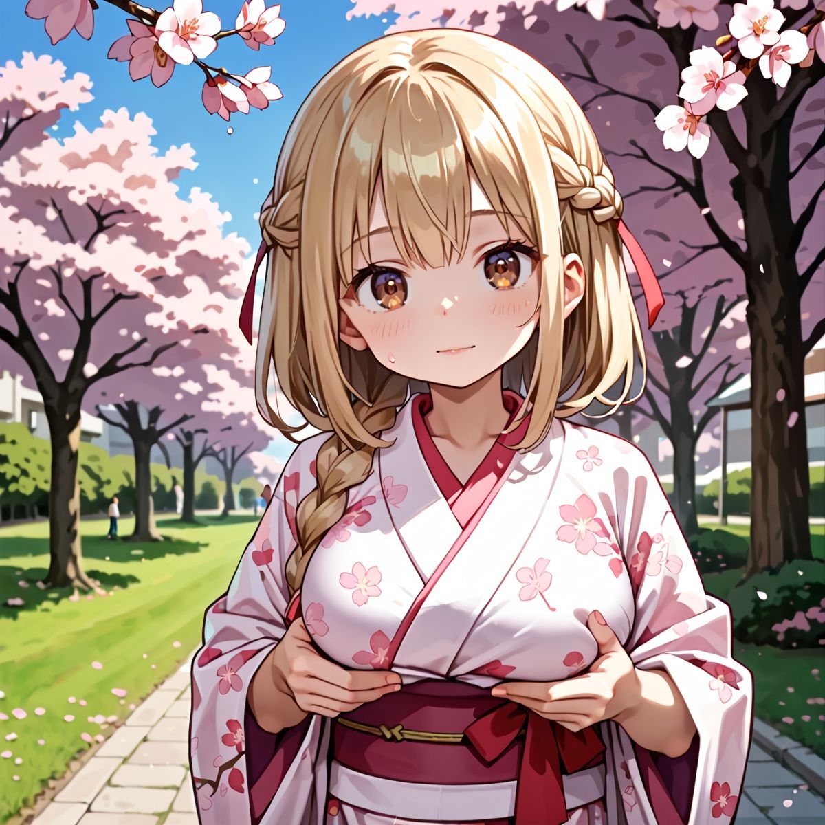 サンプル画像6:昼桜のもと、不意に帯がほどける予感？page.7(プリズムK) [d_649907]