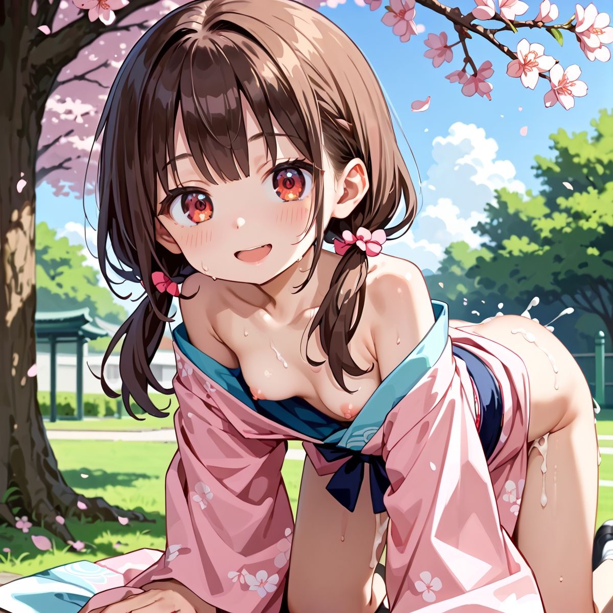 昼桜のもと、不意に帯がほどける予感?page.91