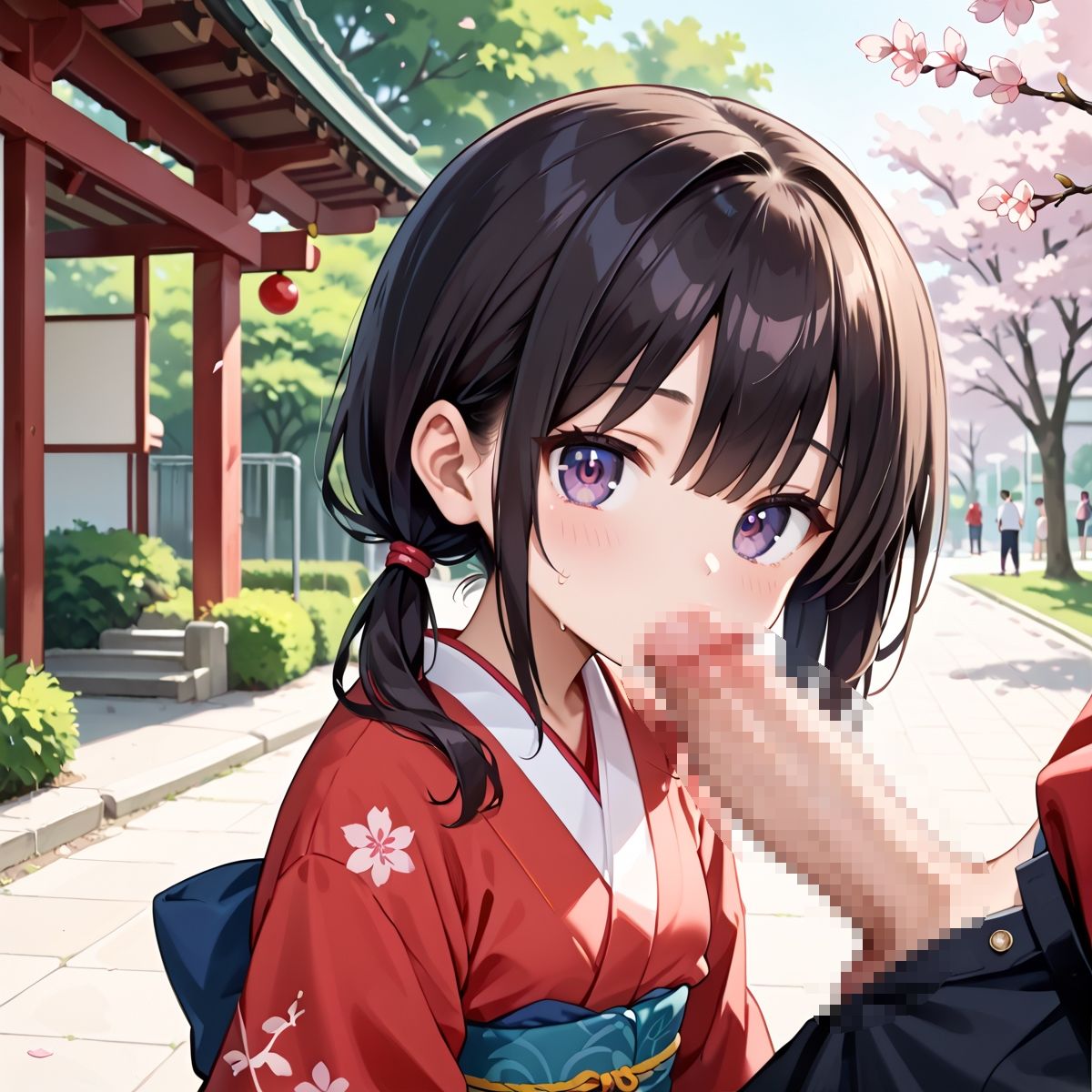 昼桜のもと、不意に帯がほどける予感?page.95