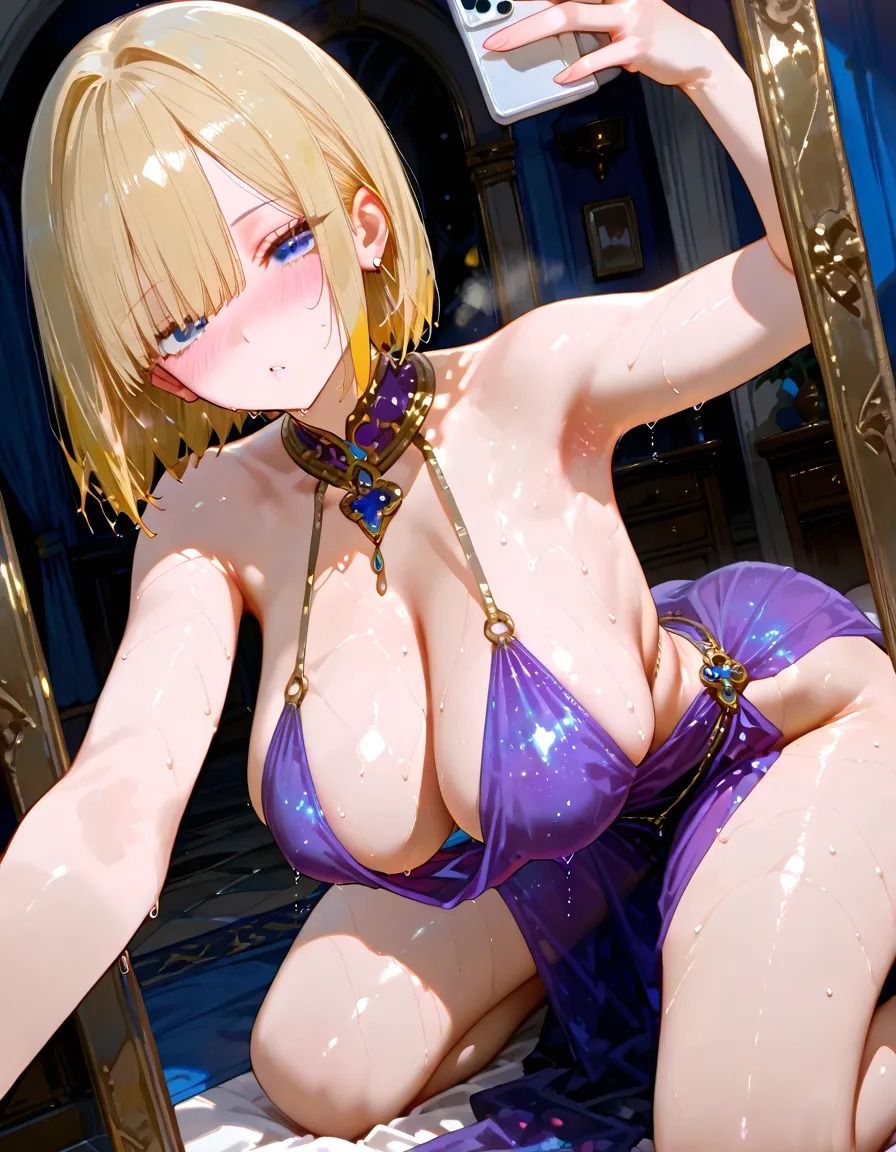 金髪ショートカット美少女が水アラビアンドレスで汗だくぬれぬれエッチ写真集【AIグラビアモデル】 画像2