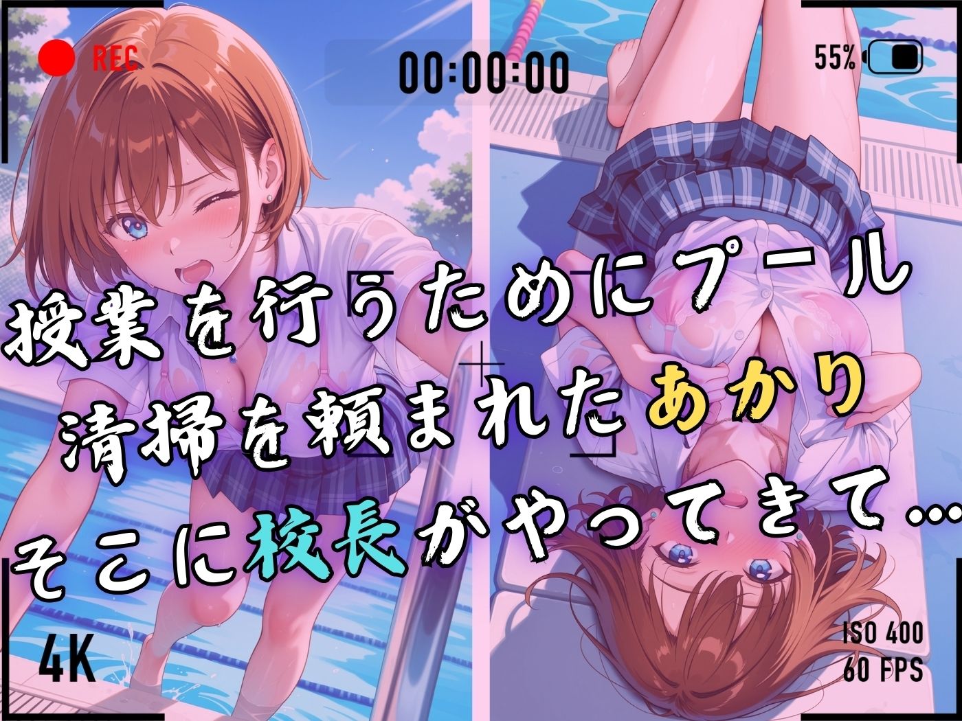 【4Kイラスト】1万3000人の生徒を抱いた校長による森あかりへの性指導（プール掃除編） 画像4