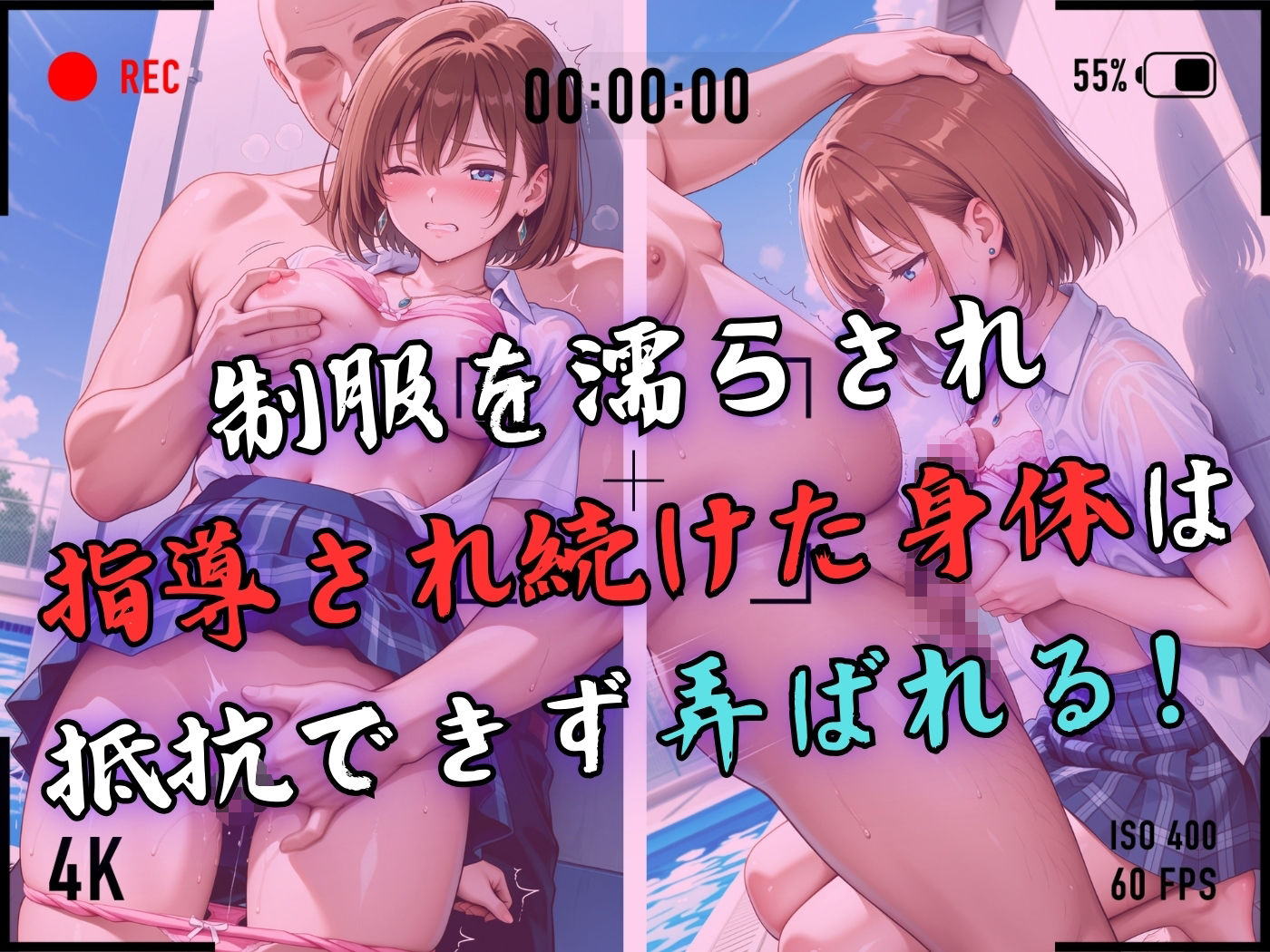 【4Kイラスト】1万3000人の生徒を抱いた校長による森あかりへの性指導（プール掃除編） 画像5