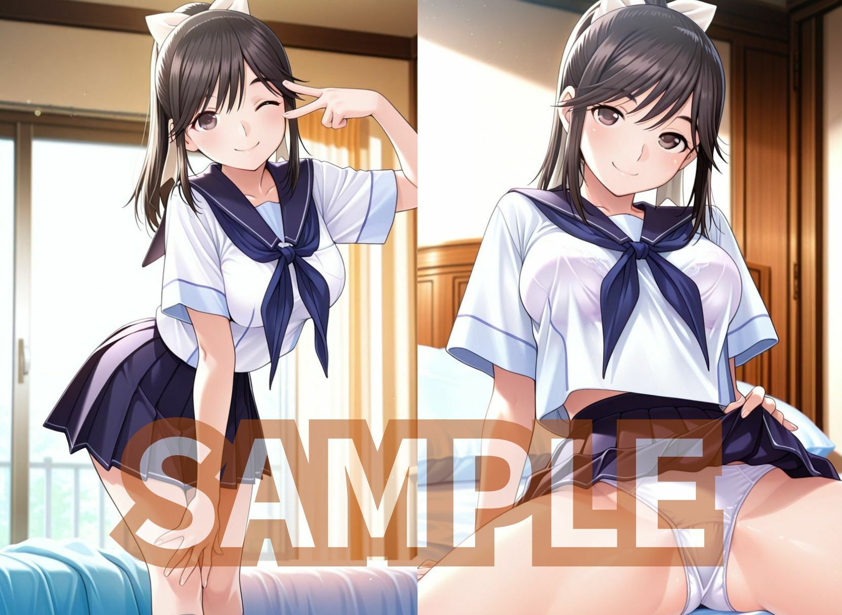 サンプル画像2:ラブプラ○の彼女3人がマイクロビキニでさそってくる(モザなし研究会) [d_651000]