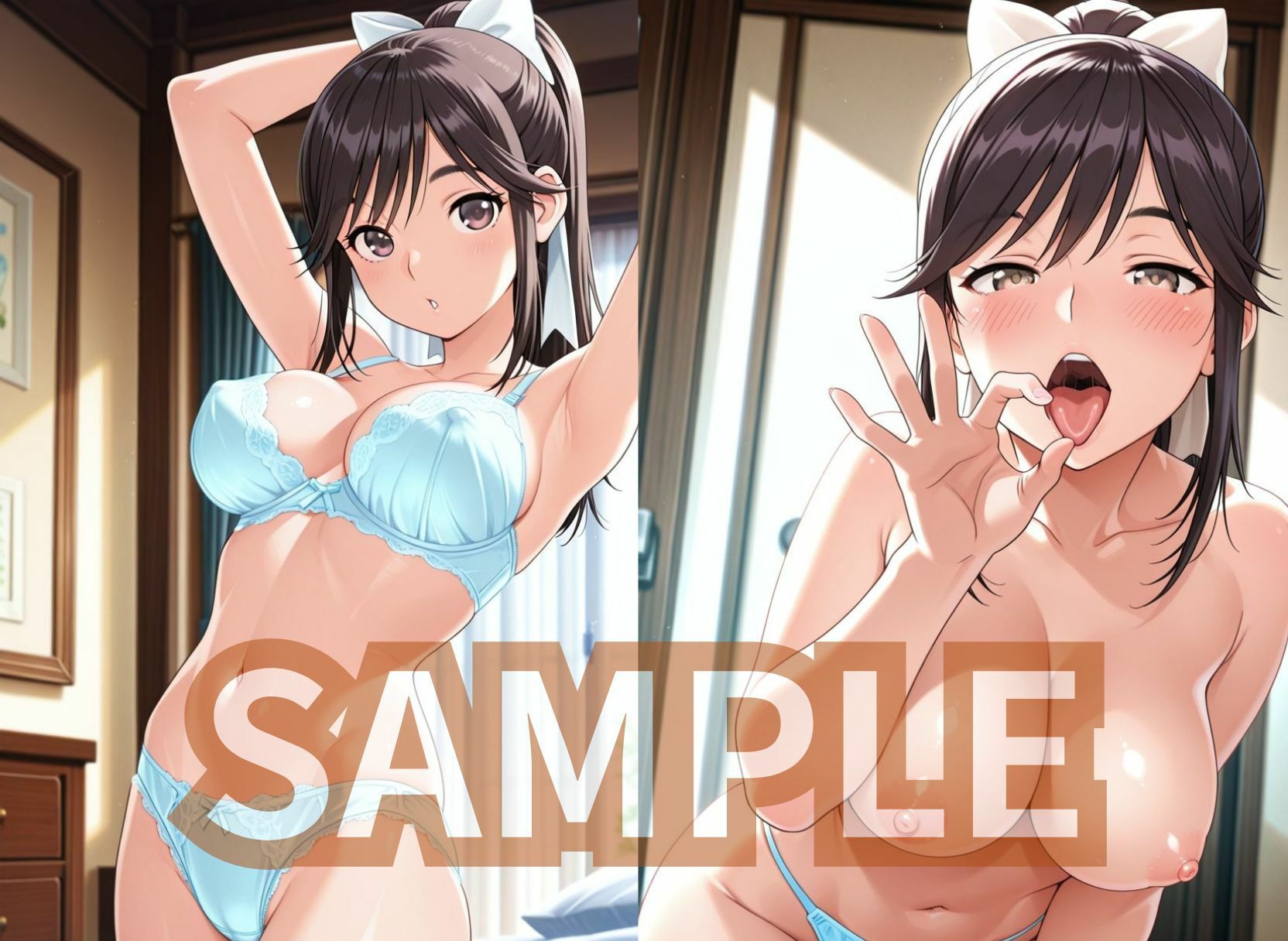 サンプル画像3:ラブプラ○の彼女3人がマイクロビキニでさそってくる(モザなし研究会) [d_651000]