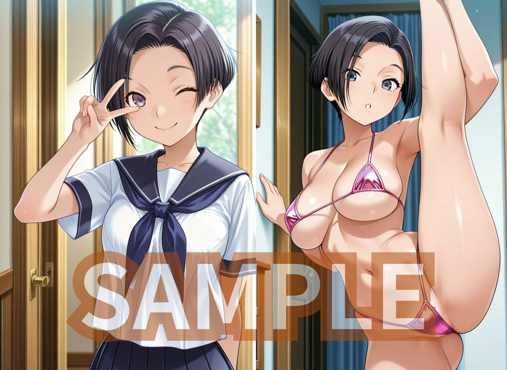 ラブプラ○の彼女3人がマイクロビキニでさそってくる 画像8