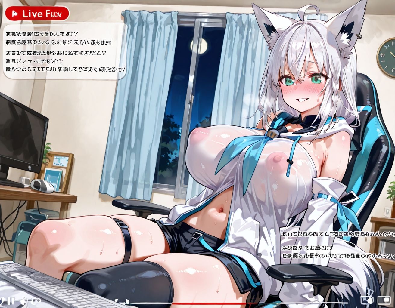 サンプル画像1:配信を切り忘れたVtuber:白上フ〇キの場合(momomo組) [d_651193]