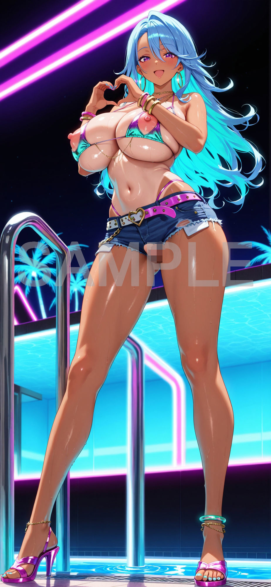 サンプル画像1:日常が情色の世界 – コンパクト vol.2【ナイトプール編】(AIPalette) [d_651860]