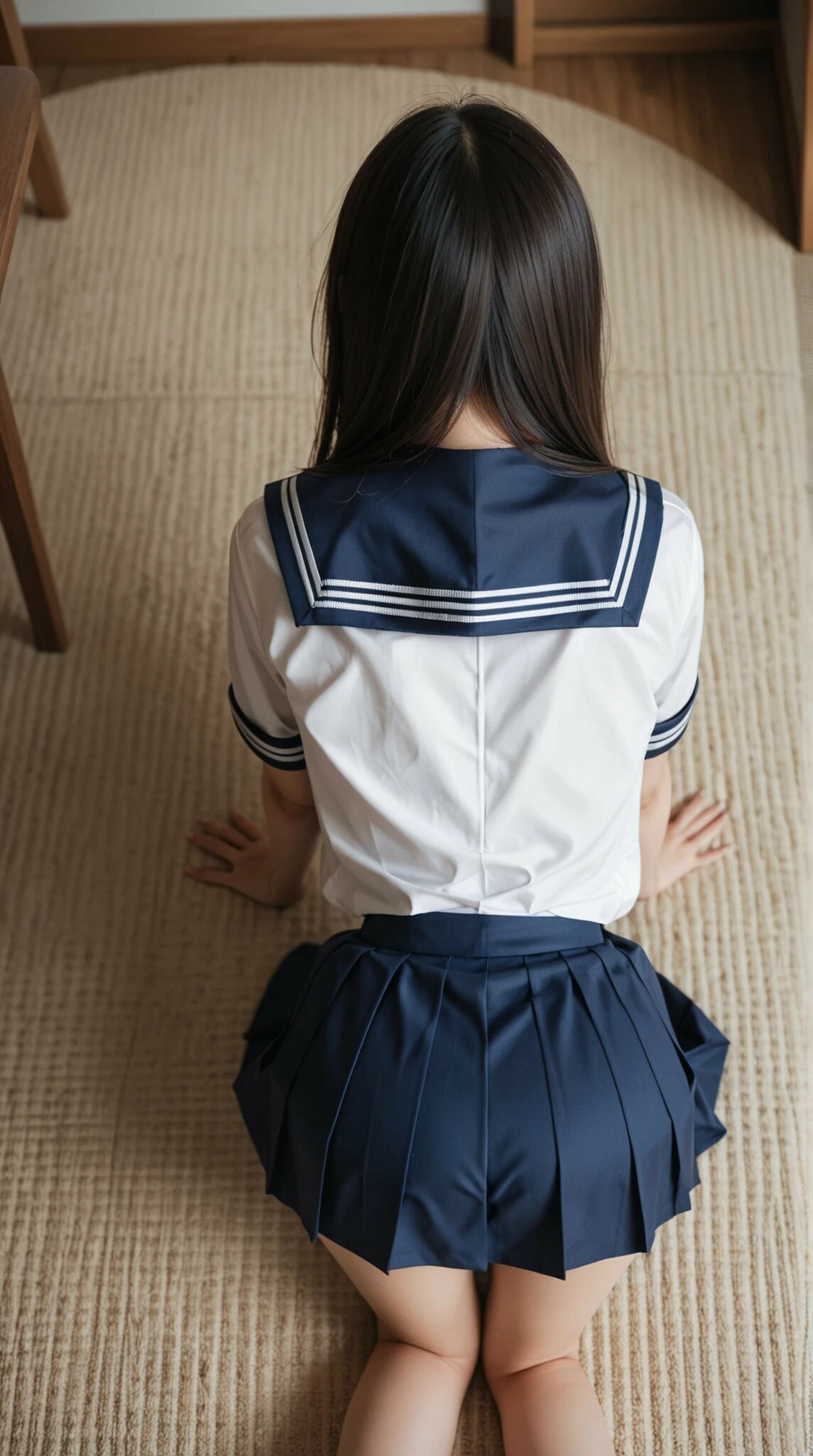 制服コスプレイヤー四つん這いの尻 画像1