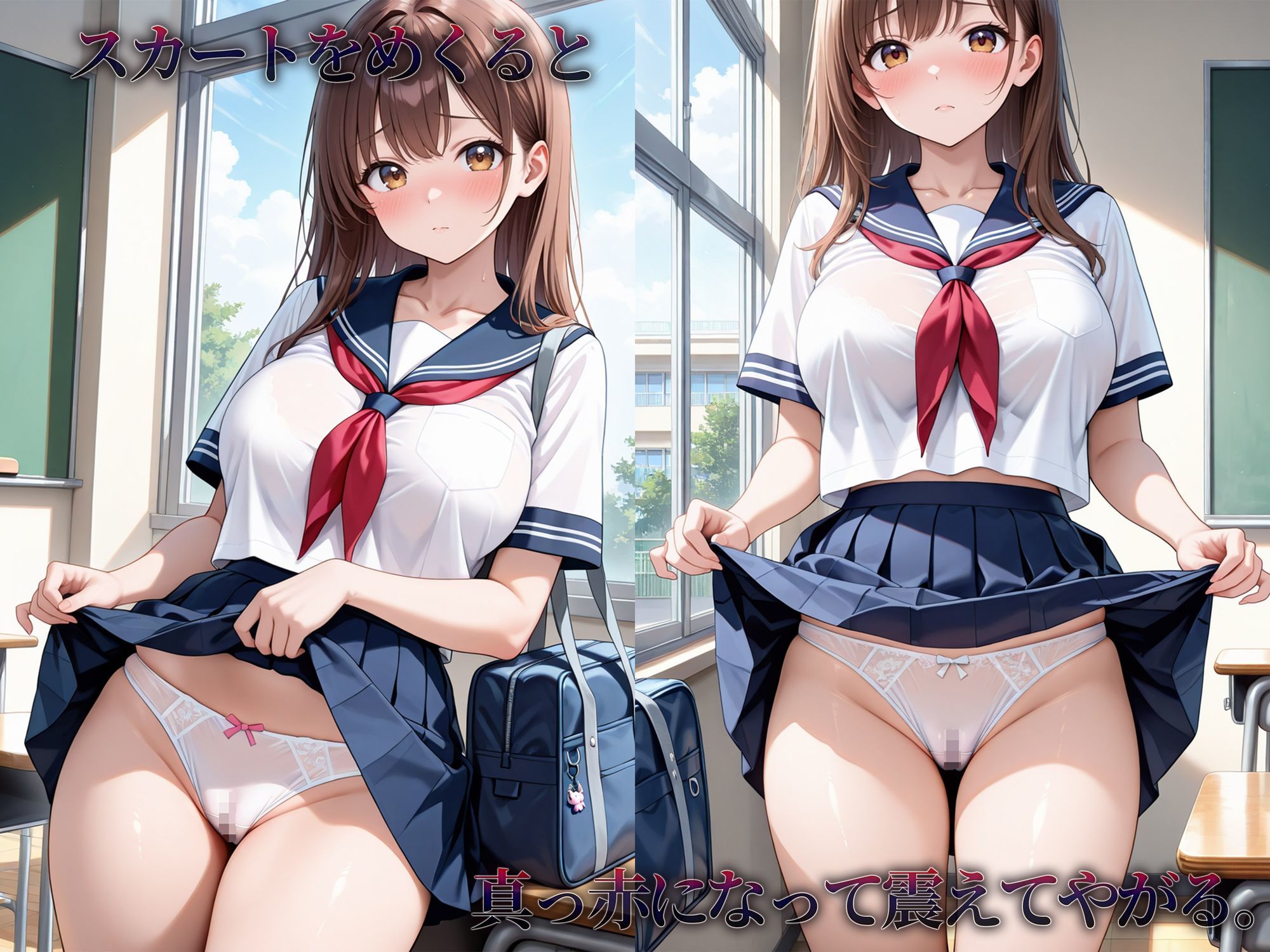 サンプル画像3:放課後の教室、突かれ続ける罰ゲーム(巨乳の園) [d_652206]