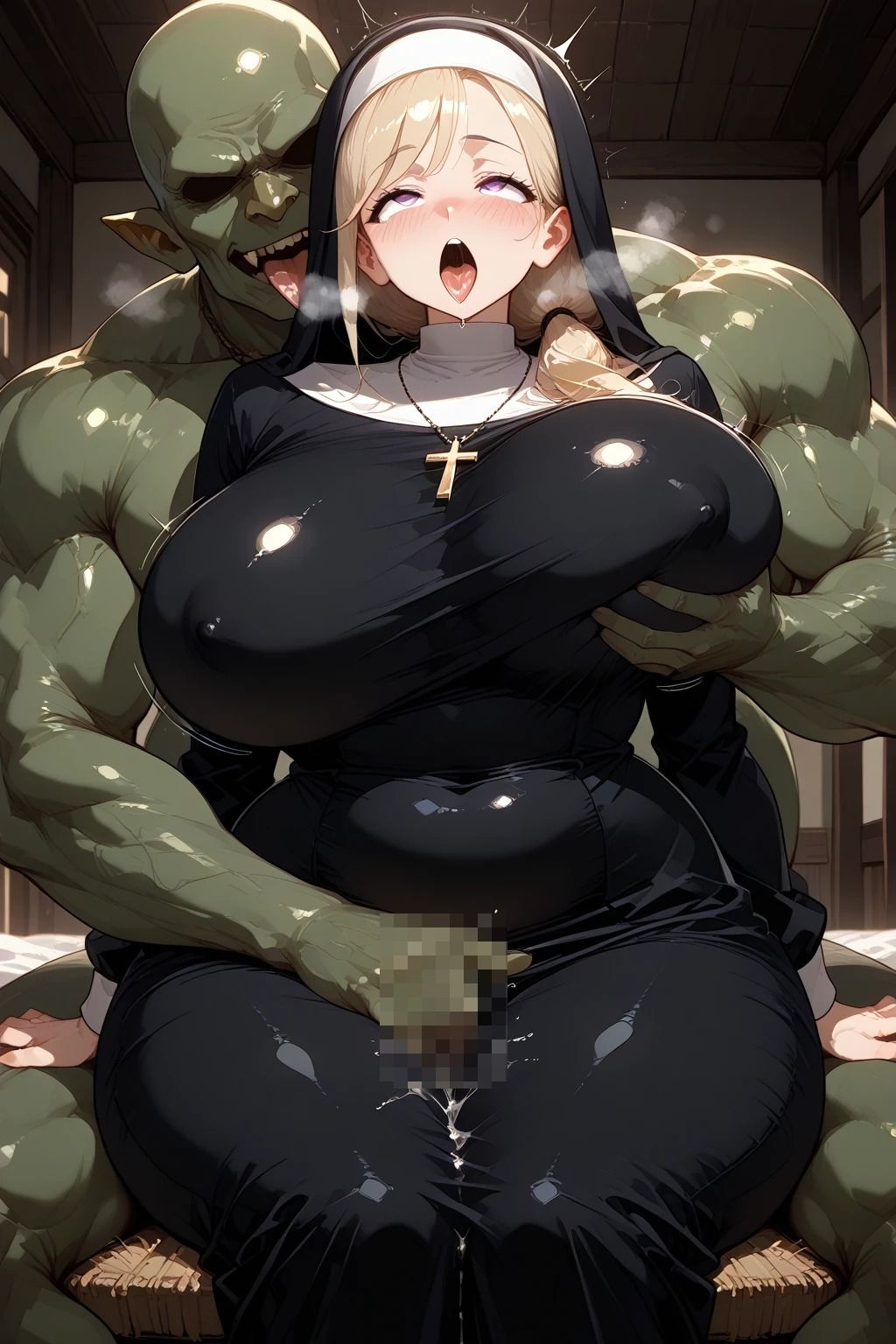 サンプル画像5:爆乳金髪お姉さんにシスター服を着せてぐちゃぐちゃにしてみた(腐ったりんご) [d_652296]