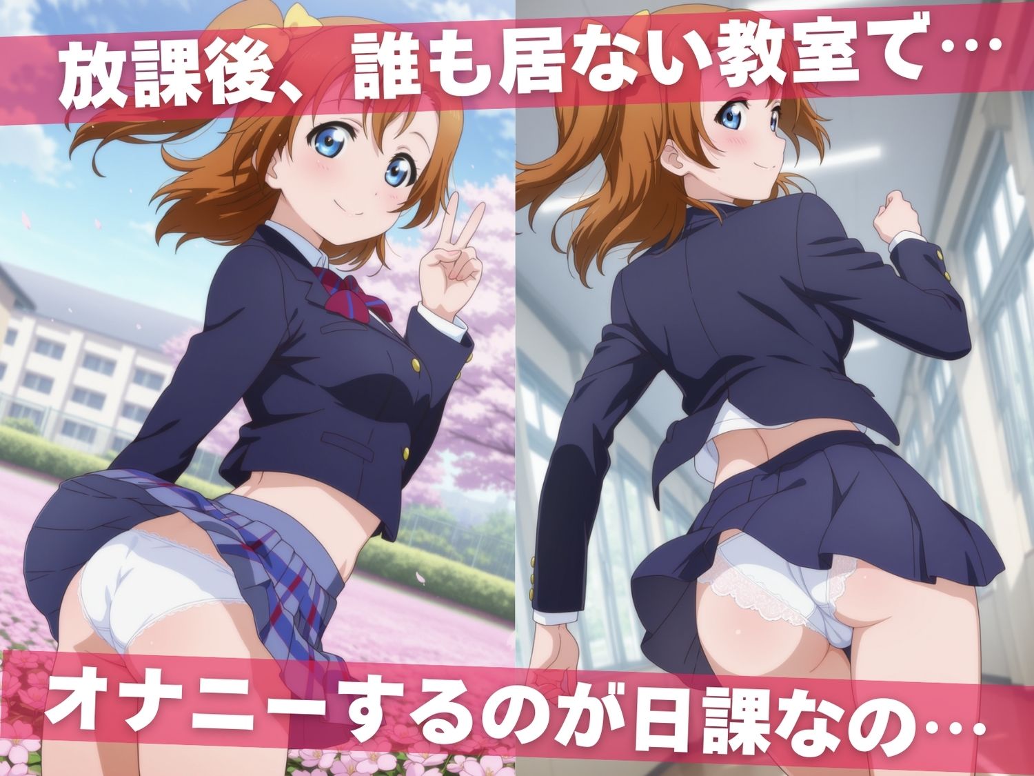 サンプル画像1:オナニー覗かれ、寝取られて  ラブ●イブ！（vol.2） 〜 学校編 〜 おじさんに暴かれた秘密(推しぎゅう詰め便) [d_652545]