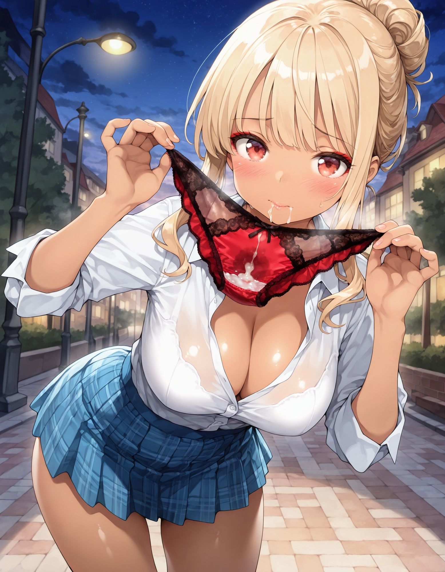 黒ギャル制服女子からパンツプレゼント 画像2