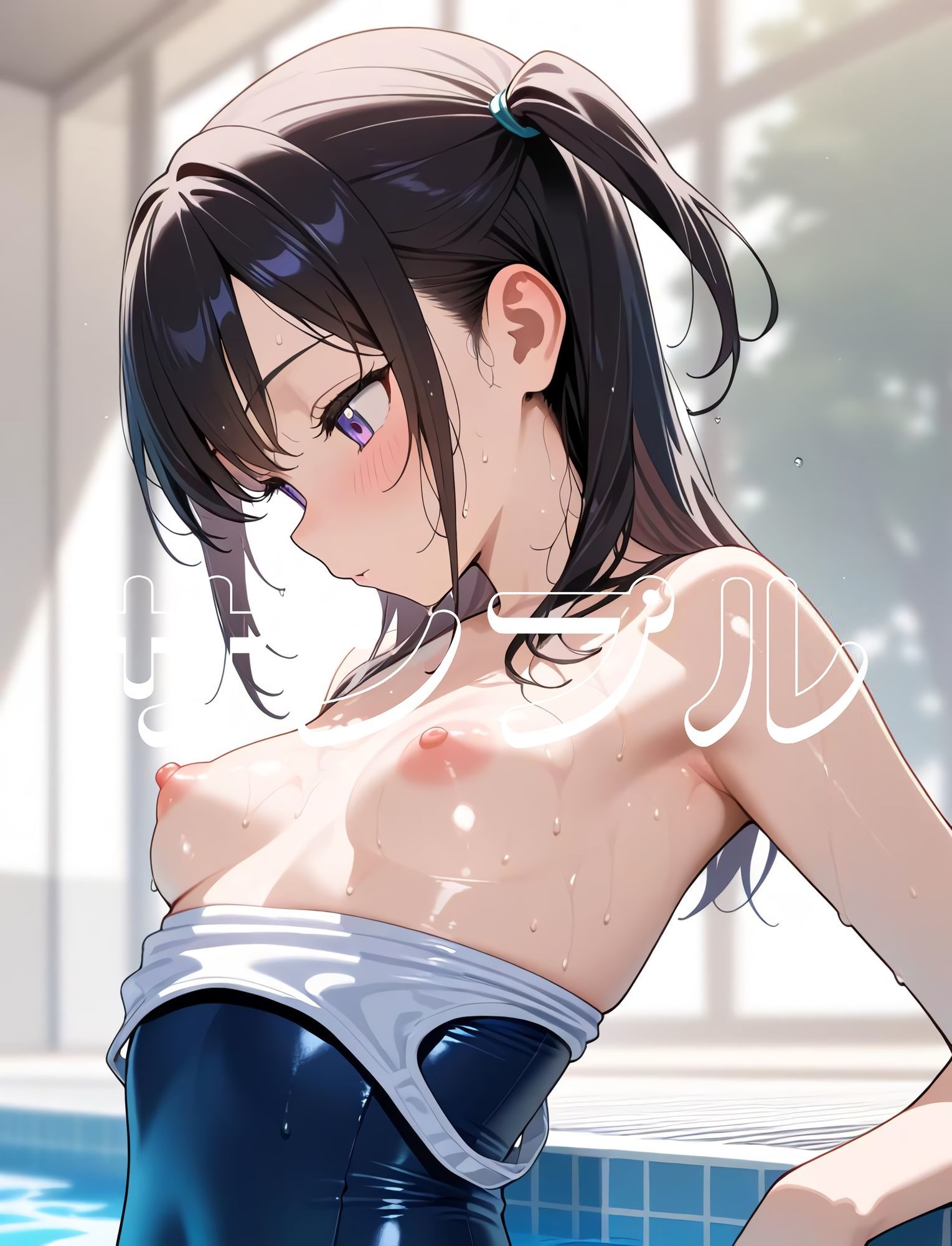 女の子のエッチな絵 5巻 ブカブカのスクール水着の美少女3 小さい乳房 サンプル画像 3