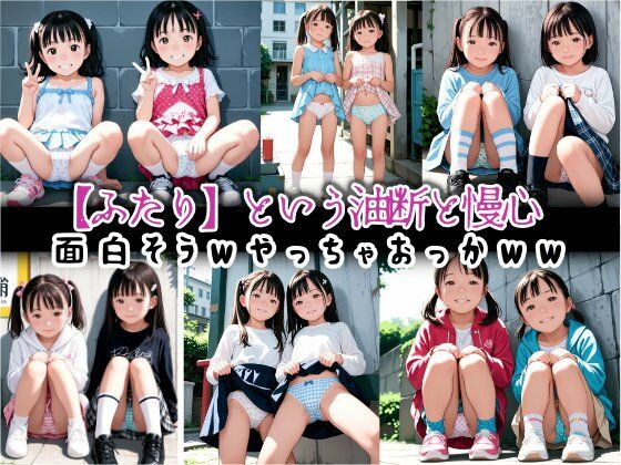 二人だったら大丈夫!仲良しW露出激ロリパンチラ・パンモロ ふわふわコットン...-1
