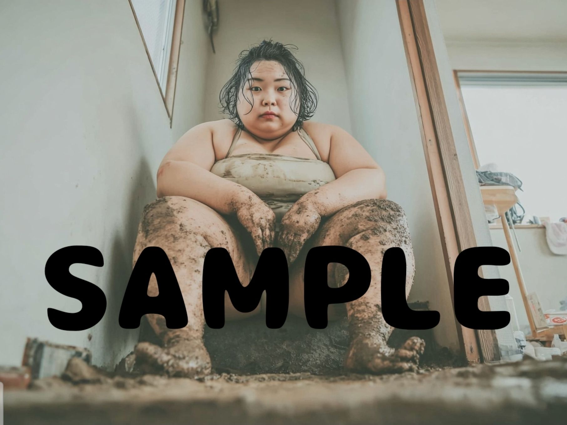 サンプル画像1:おでぶちゃん泥遊び(東雲AI研究所) [d_653402]