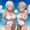 海でビキニギャルをナンパしてエッチ・210枚