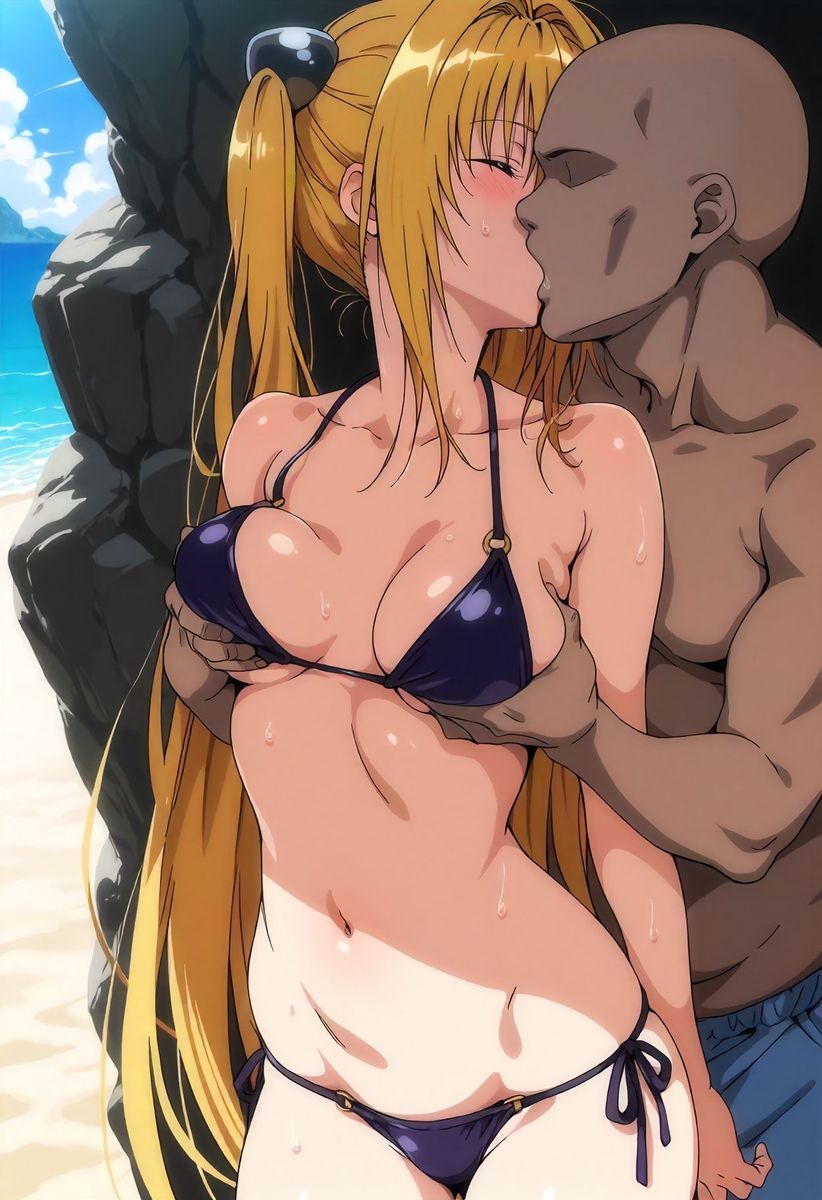 サンプル画像2:金色のヤ〇コスプレの女の子とビーチでH(赤理アカ) [d_653838]