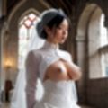 西洋のお城でウェディングドレス姿の女性のおっぱい（セリフなし  AI画像集）
