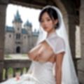西洋のお城でウェディングドレス姿の女性のおっぱい（セリフなし  AI画像集）
