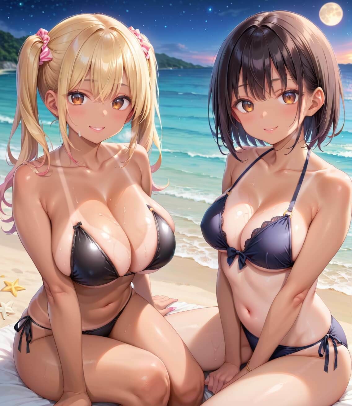 サンプル画像6:水着ギャルちょろい・夜の海で水着ギャルとチョロすぎ案件2★250枚(ぷにぷに.com) [d_654190]