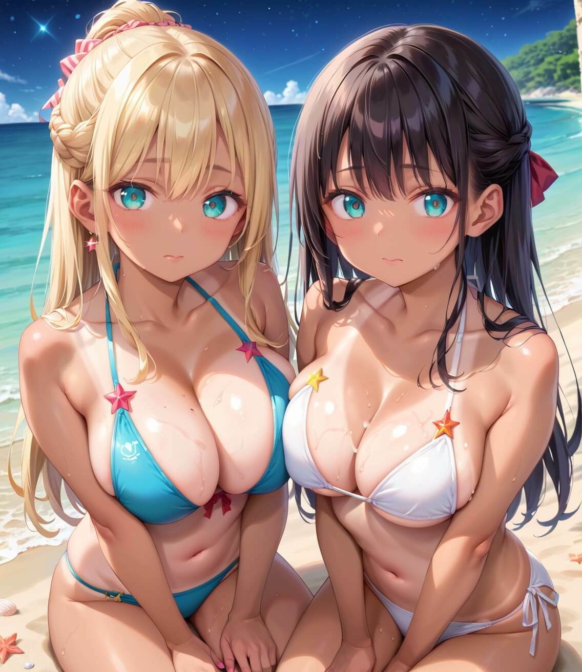 サンプル画像2:水着ギャルちょろい・夜の海で水着ギャルとチョロすぎ案件5★250枚(ぷにぷに.com) [d_654199]