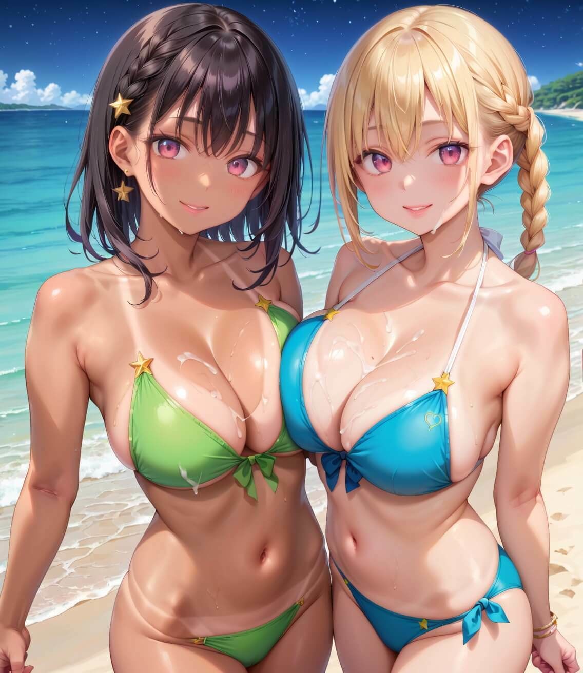 サンプル画像6:水着ギャルちょろい・夜の海で水着ギャルとチョロすぎ案件5★250枚(ぷにぷに.com) [d_654199]