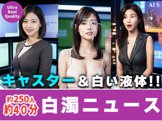 【約40分】『白濁ニュース』 清楚な笑顔に、白濁の雨。-AIで描く究極の美女達- 画像1
