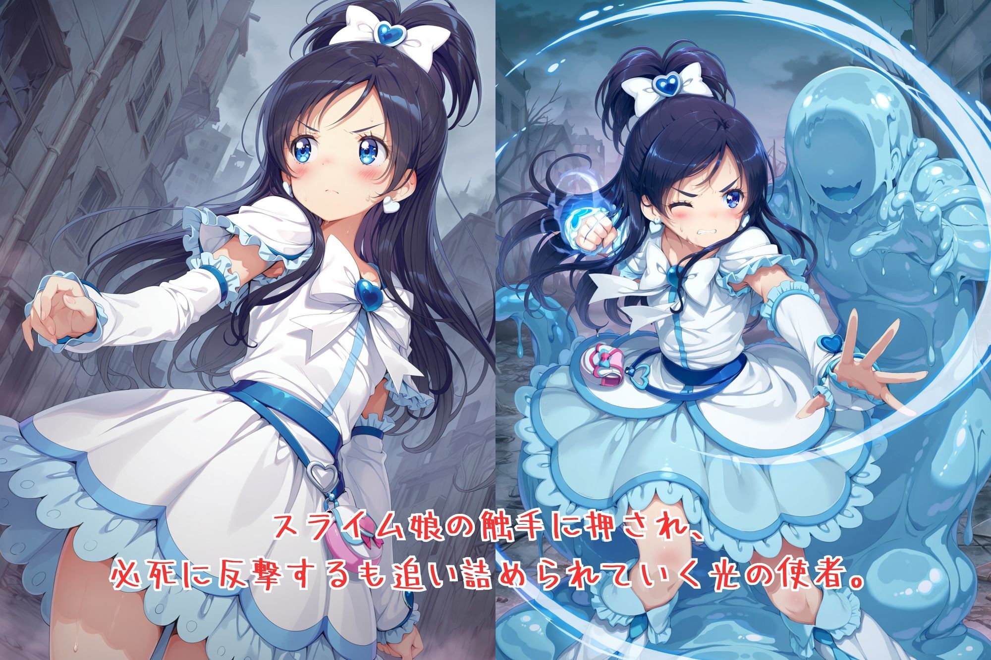 サンプル画像1:凌舞乙女 ― 光の使者は凌●に沈む ―(絵心あいのAI生成アトリエ) [d_654404]