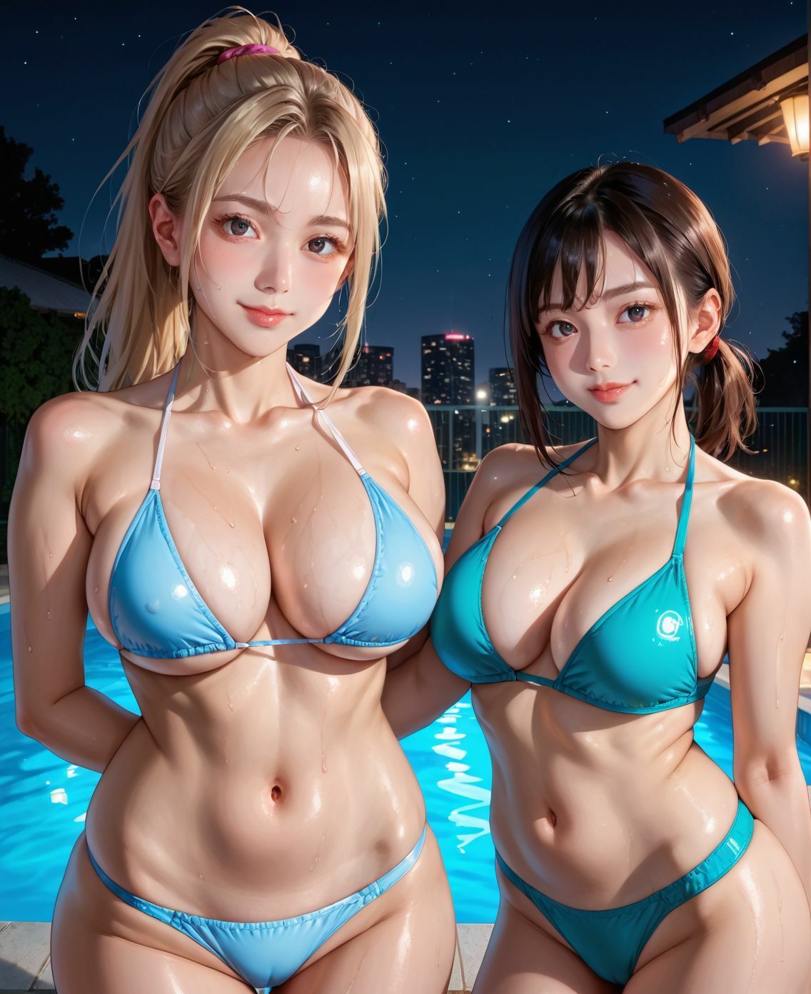 サンプル画像2:ナイトプールでビキニ撮影会  エッチな展開が待っていた  Part2【200枚】(みんなの夢のパラダイス) [d_654494]