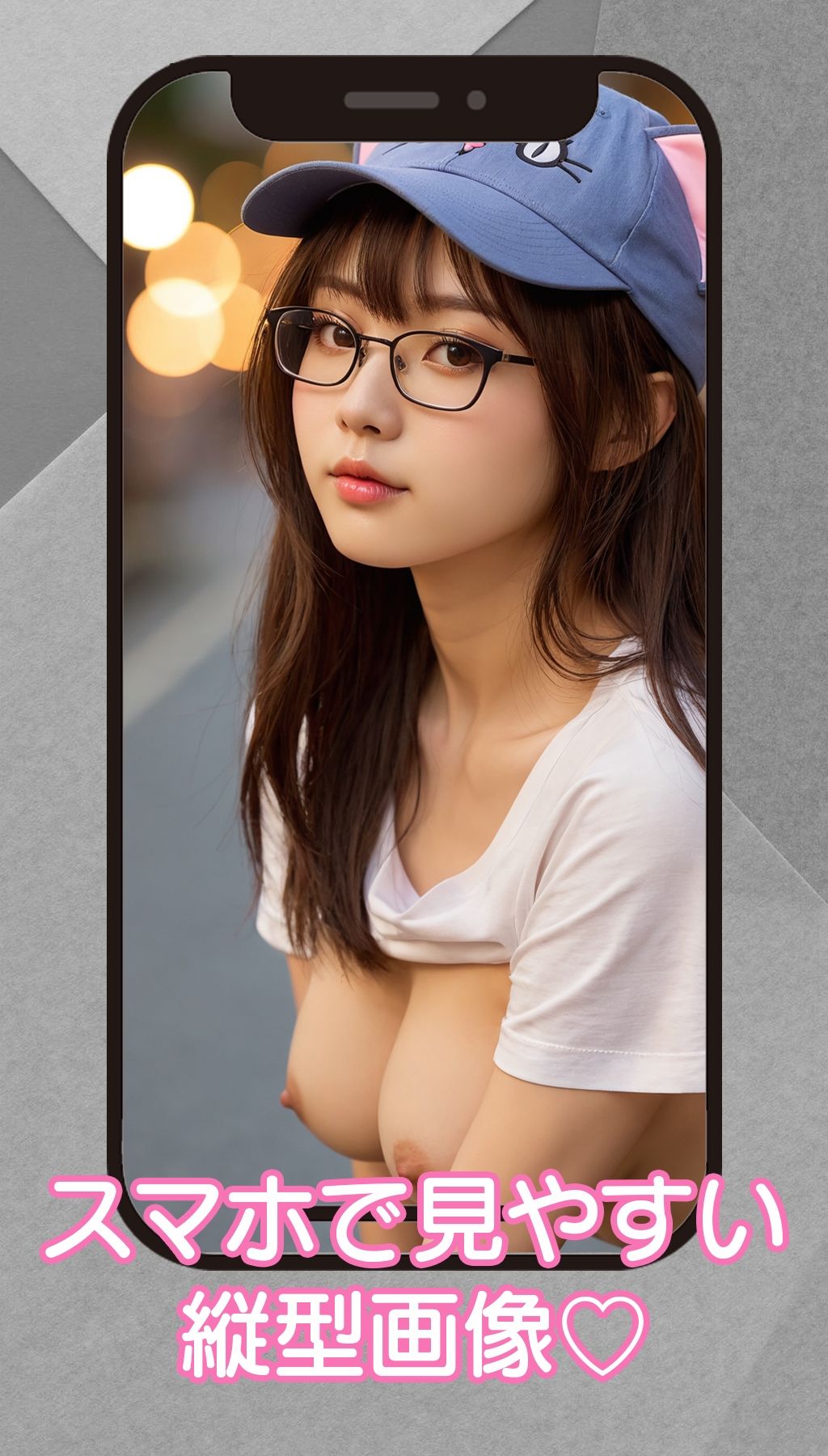 【スマホで見やすい縦型9:16】〜ねこ耳×メガネ〜 Dolls AI美女ヌード写真集 Vol.58 画像1