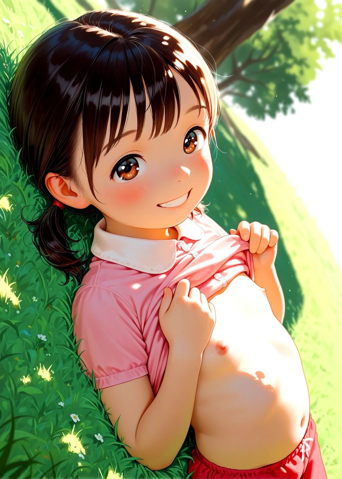 近所の子達と野外で サンプル画像 3