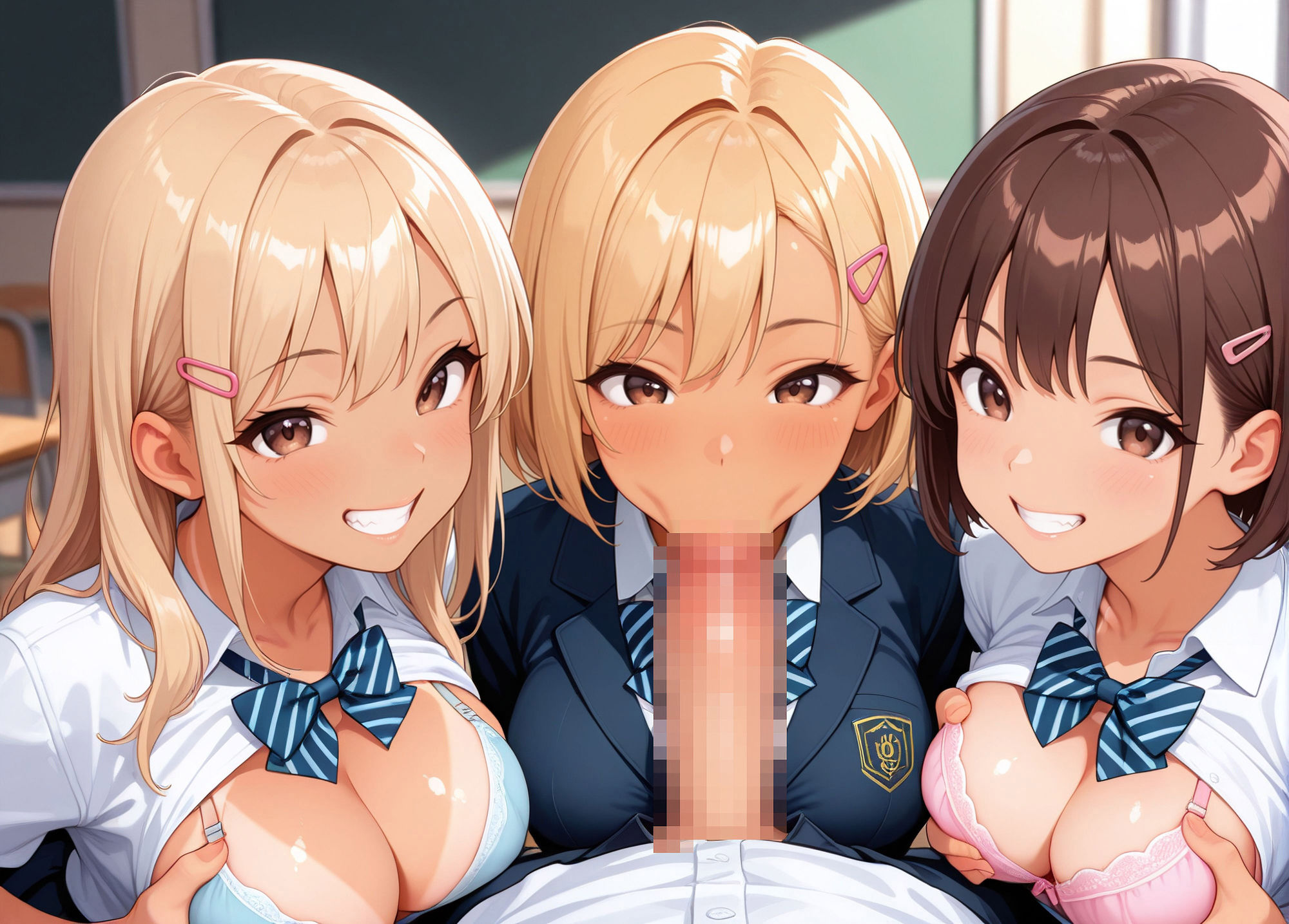 爆乳黒ギャルが男子たちに種付けセ◯クスでイキまくる 画像7