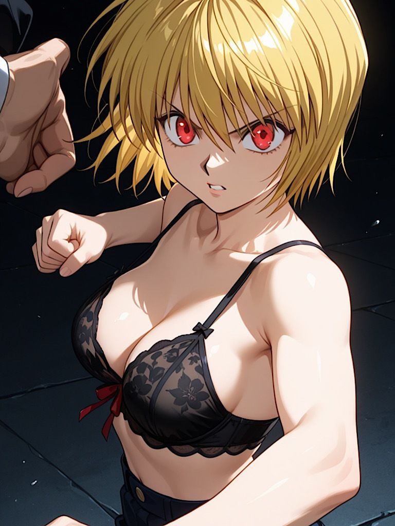 サンプル画像2:【女戦士】黒下着を念能力で覗き見屈辱！(紺のソックス) [d_656426]