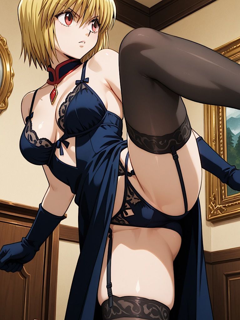 サンプル画像5:【女戦士】黒下着を念能力で覗き見屈辱！(紺のソックス) [d_656426]