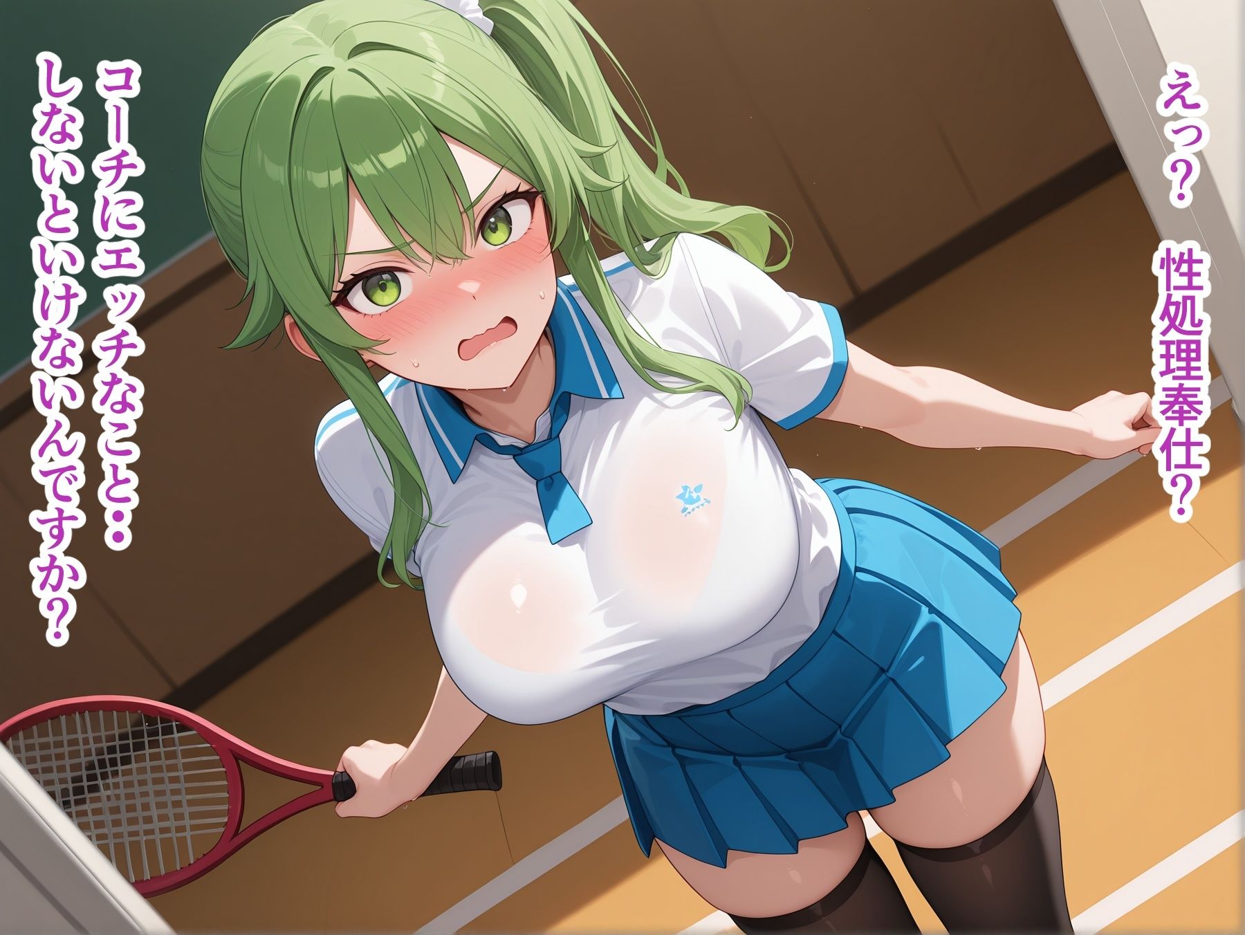 サンプル画像1:【高画質・500枚・セリフ入有】性処理学院 テニス部編 巨乳テニス部員が性処理奉仕で種付け交尾(JKクリエイター) [d_656696]