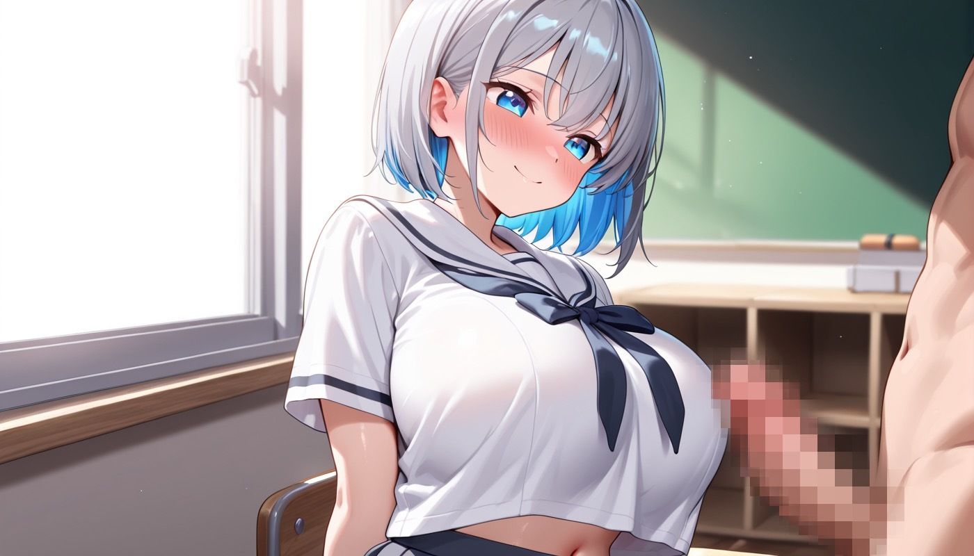 サンプル画像1:女子学生快楽中◯し性行為 〜白髮爆乳編〜(ピルンルクル) [d_656836]