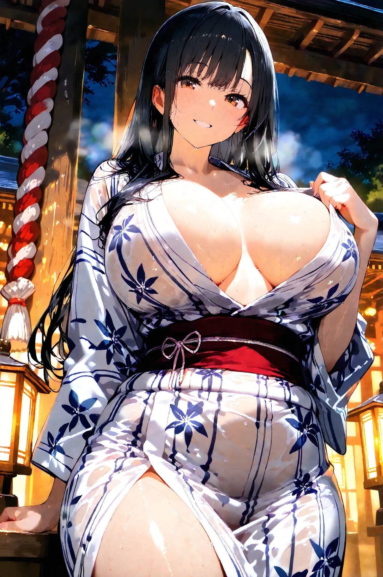 サンプル画像1:黒髪ロングヘアー美少女が浴衣姿で汗だくぬれぬれエッチ写真集【AIグラビアモデル】(AI MODEL Creation) [d_657589]