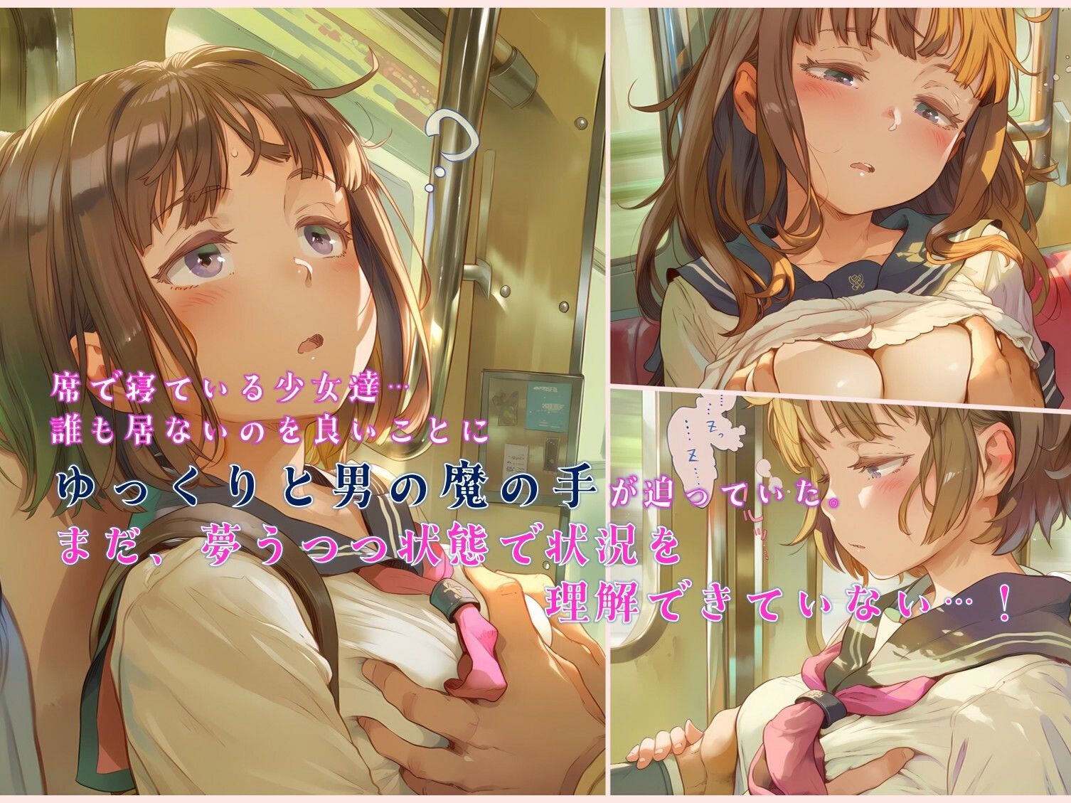 サンプル画像2:痴●電車！〜美少女が寝ている間に襲っちゃおう〜(ジェル工房) [d_657713]