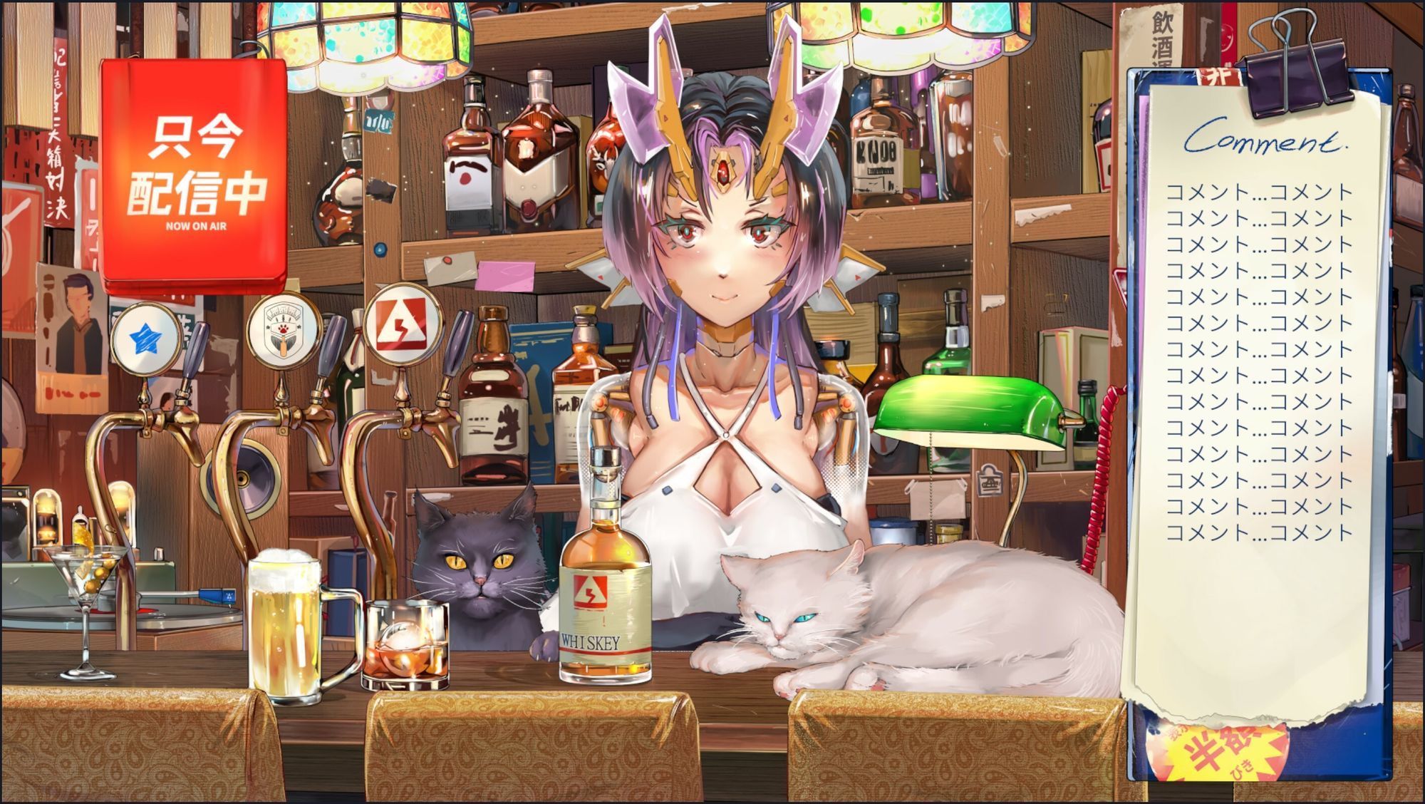 サンプル画像1:動く配信素材セット’レトロバー’(高電圧Lab) [d_657841]