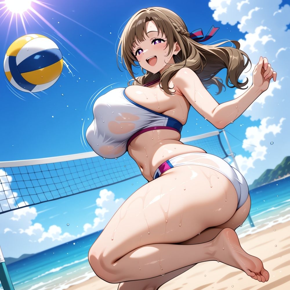 サンプル画像6:夏のビーチバレースポーツビキニコスプレ人妻カップル発情中出しHの夢18禁同人エロ画像CG集R-18(サークル「妄想神話無限工房」) [d_657845]