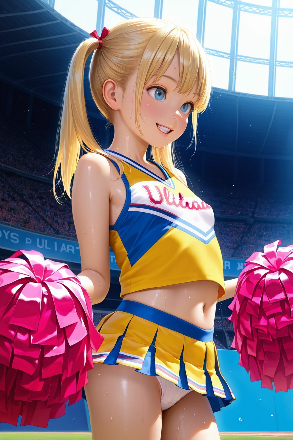 金髪チアガールと観客の前で公開セックス サンプル画像 2