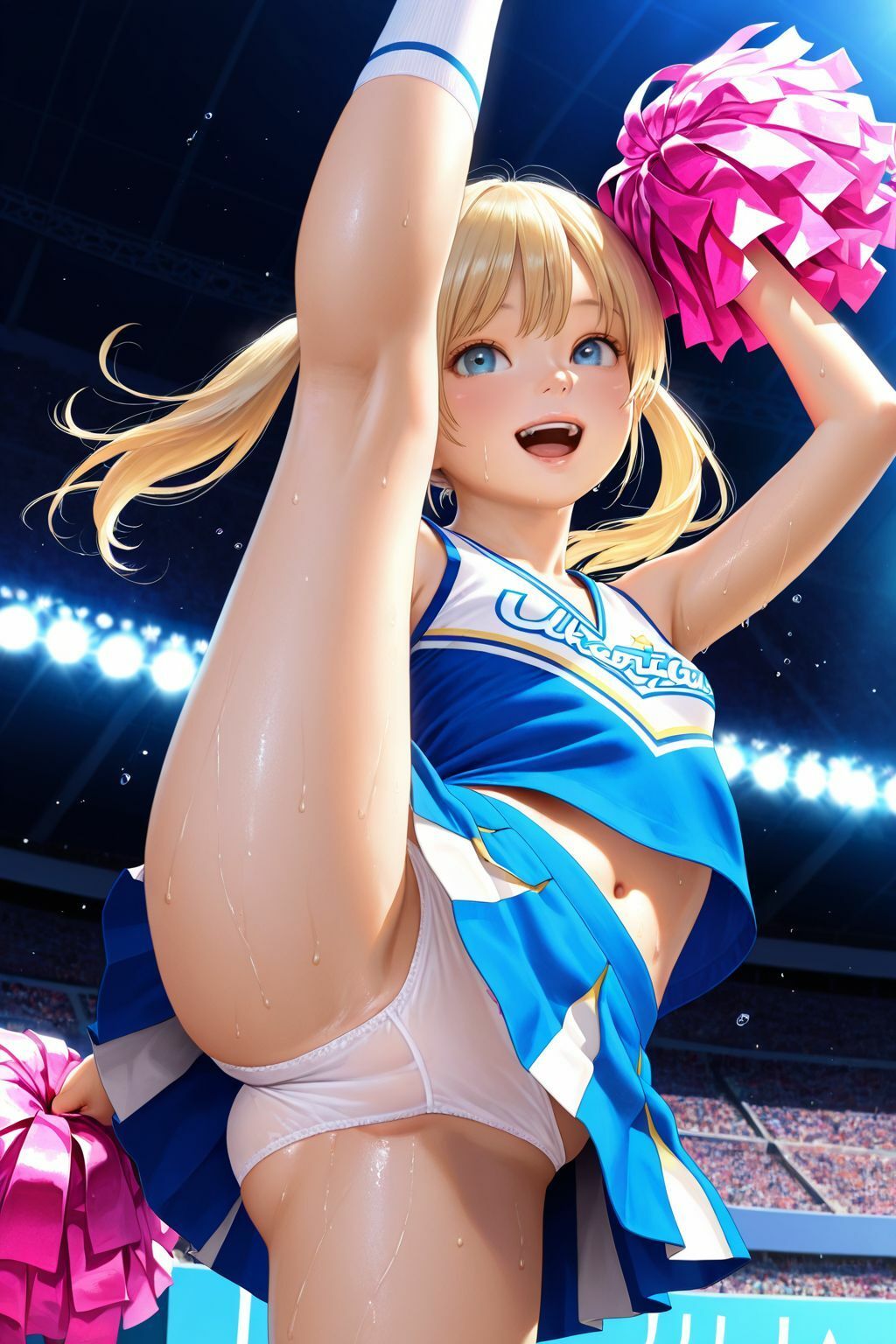 金髪チアガールと観客の前で公開セックス サンプル画像 3