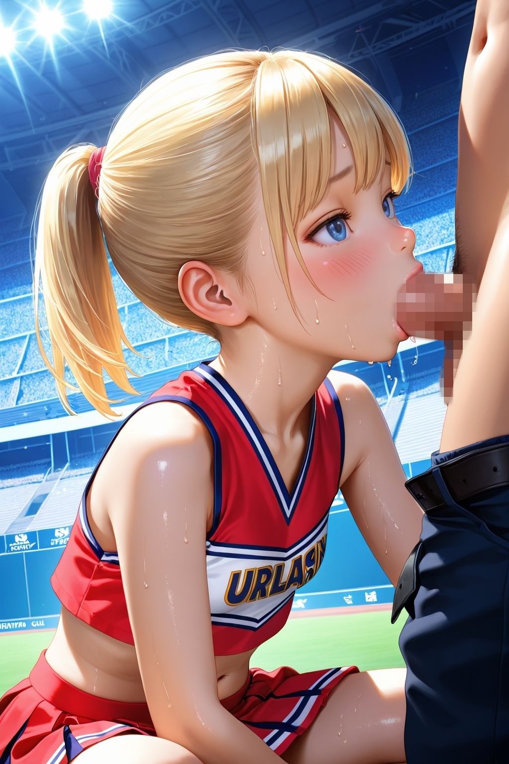 金髪チアガールと観客の前で公開セックス サンプル画像 5