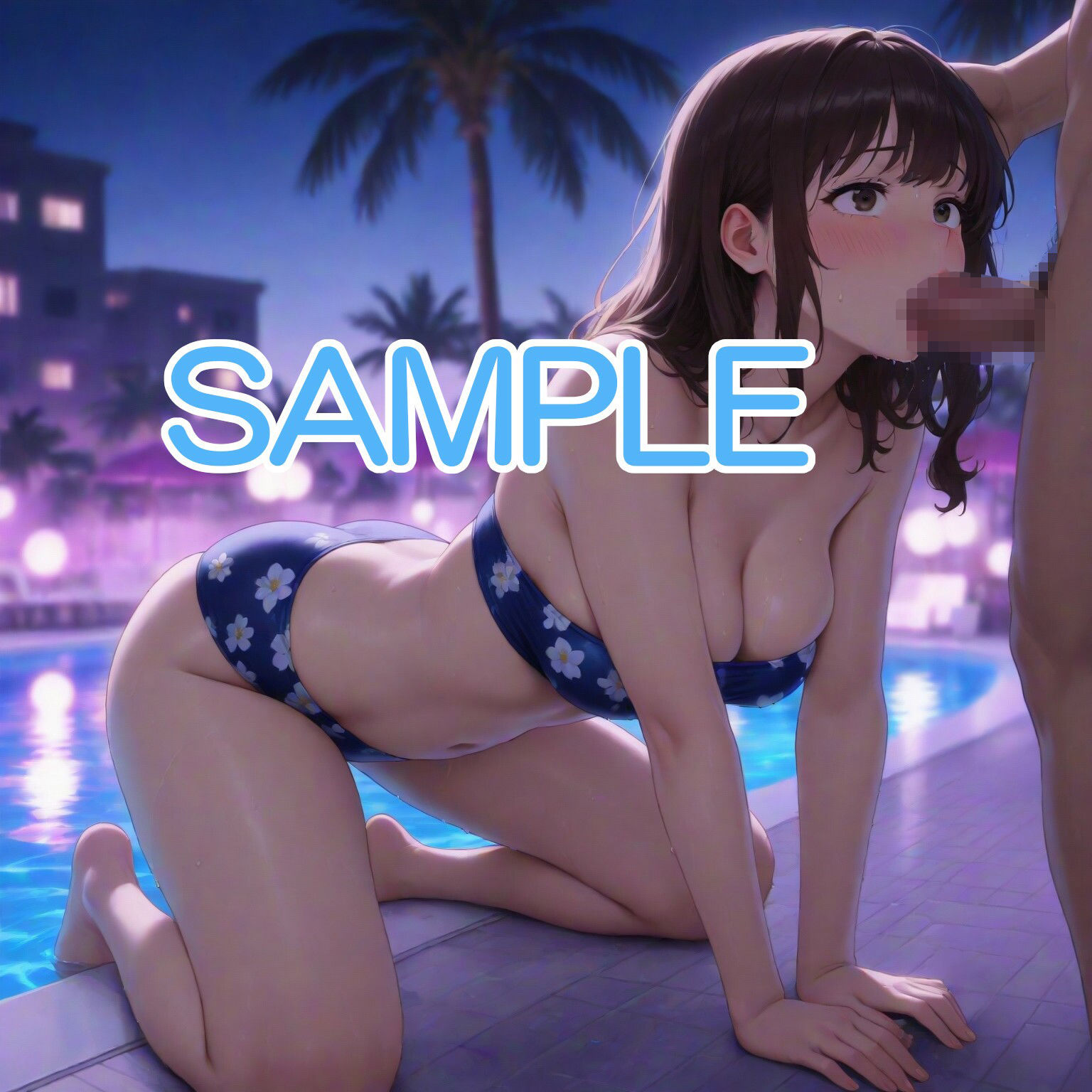 サンプル画像2:水着な女の子とナイトプールで・・・(へびの皮) [d_658331]