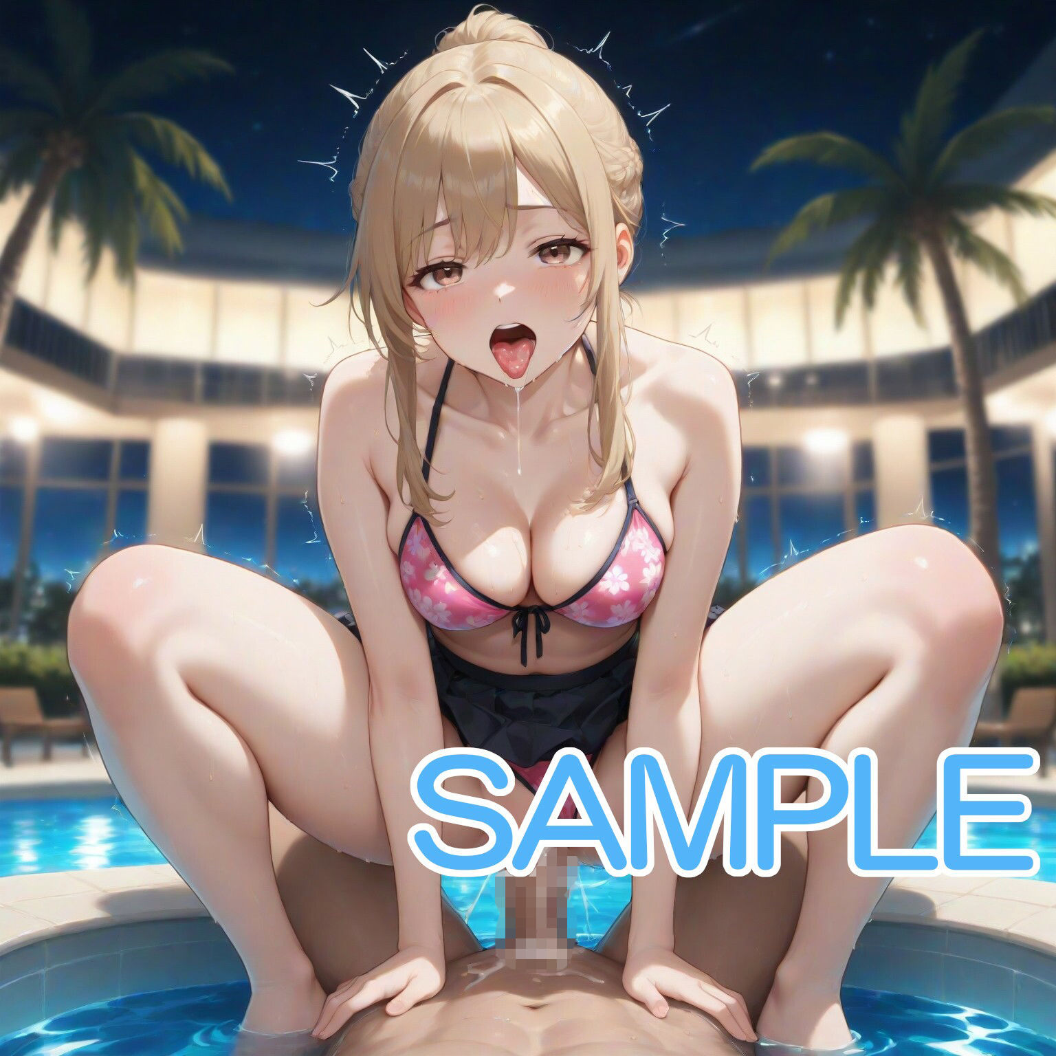 サンプル画像3:水着な女の子とナイトプールで・・・(へびの皮) [d_658331]