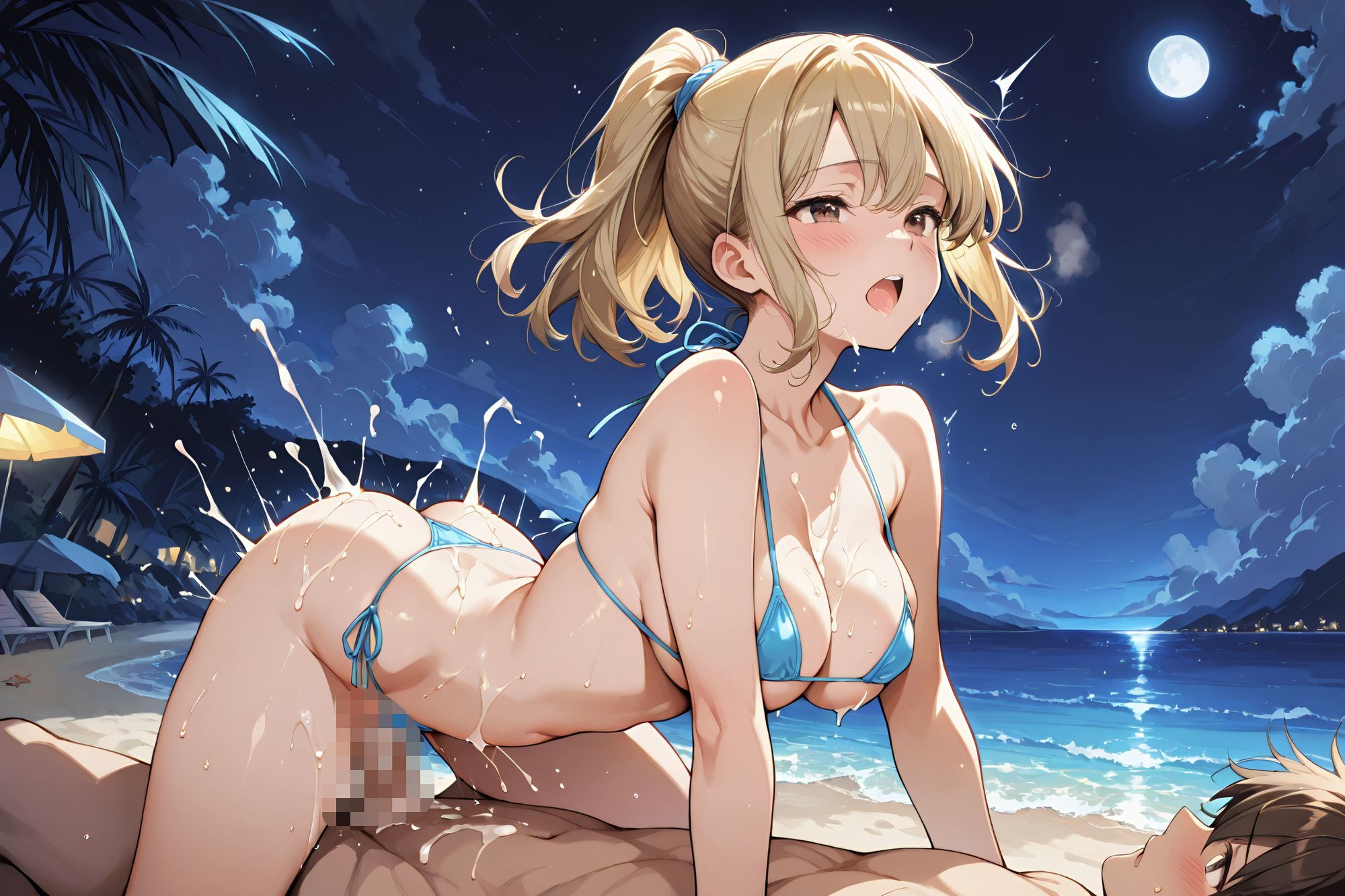 白ギャル女子校生がヤリマンビーチで中出しご奉仕！10