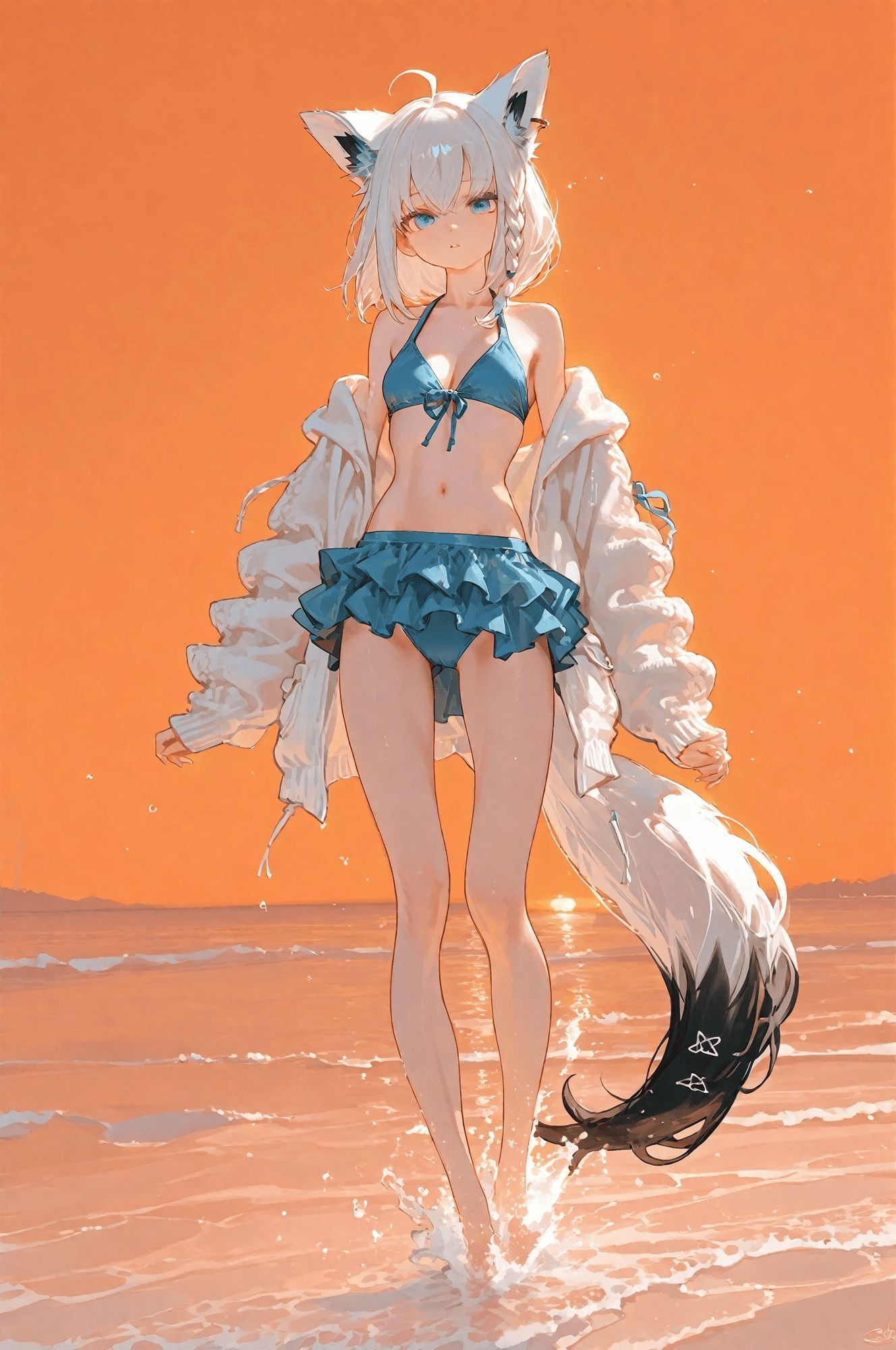 サンプル画像1:白き狐と蒼き鮫、絡みつく潮(誘惑のささやき) [d_658842]