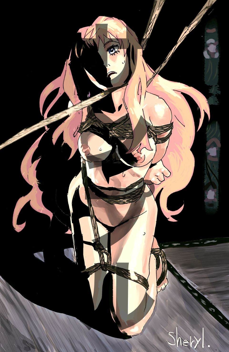 サンプル画像4:シェリル・ノーム  羞恥緊縛(しゃがみ小パンチ) [d_658926]