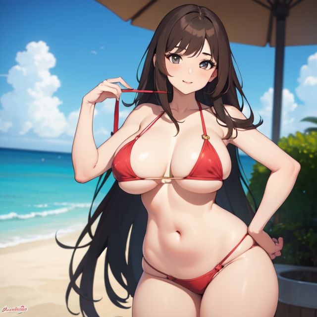 サンプル画像2:水着のお姉さん（セリフなし  AIイラスト集）(ファンタスセレブリティ) [d_658952]