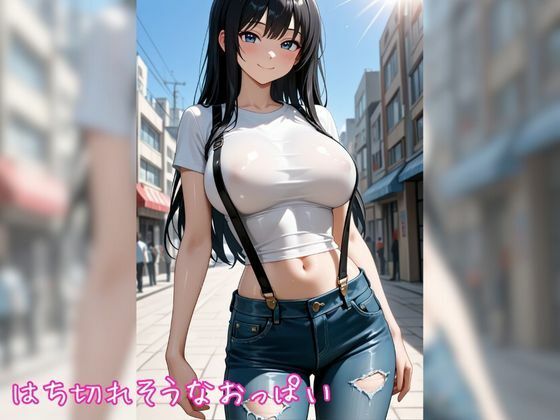 サンプル画像3:黒髪巨乳娘の卑猥サスペンダー【500枚】(つぼみ開花クラブ) [d_659161]